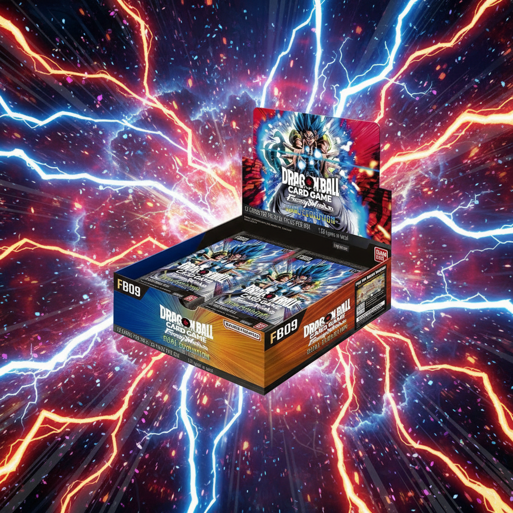 Dragon Ball FB09 Booster Box con sfondo anime