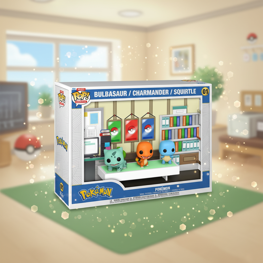 Funko Pop Pokémon con sfondo anime