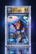 Carta Dragon Ball Son Goku GT BT09-123 graduata Beckett BGS 9.5 su sfondo studio scuro